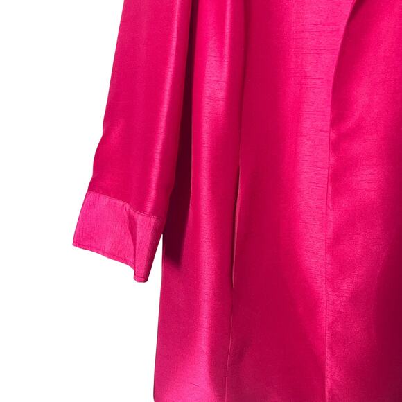 Chico's Open Front 3/4 Sleeve Jacket Fuchsia Pink Shantung Size 2 (US 12-14) - Picture 4 of 9